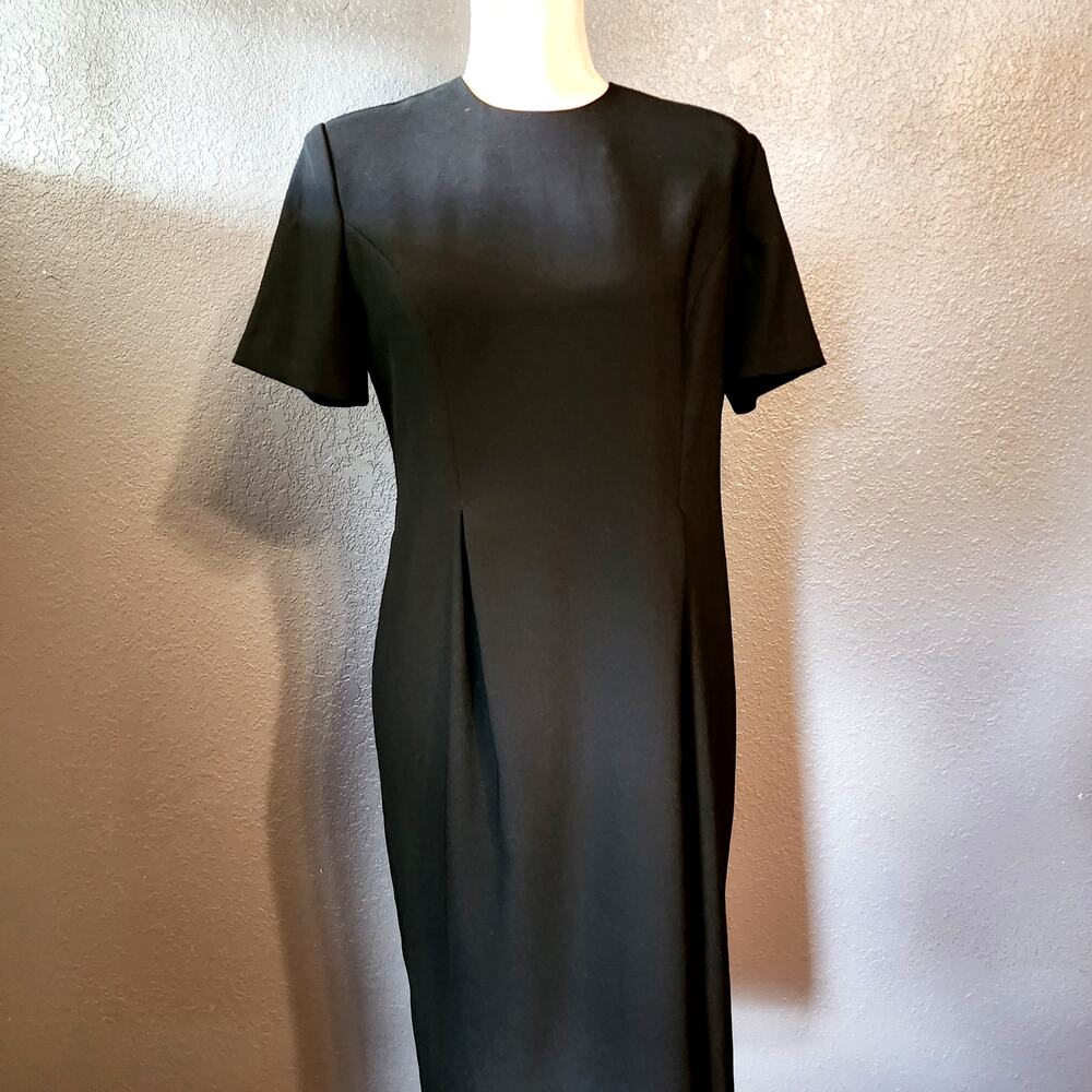 Black Leslie Fay Pleated Little Black Petite Dress Size 8P